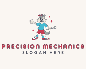 Mechanic Wolf Cartoon logo design