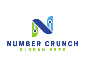 Innovations Circuit Letter N  logo design