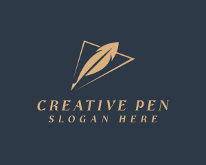 Triangle Arrow Feather Pen logo design