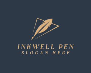 Triangle Arrow Feather Pen logo design