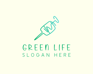 Green Monoline Syringe logo design