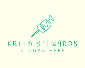 Green Monoline Syringe logo design