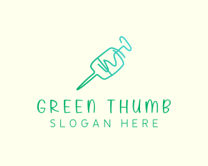 Green Monoline Syringe logo design