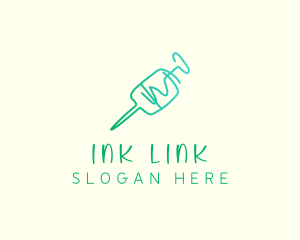 Green Monoline Syringe logo design