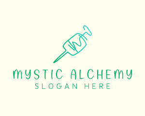 Green Monoline Syringe logo design