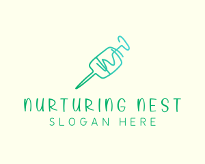 Green Monoline Syringe logo design