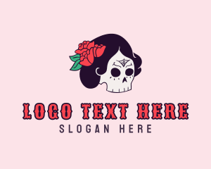 Floral Lady Skull Logo