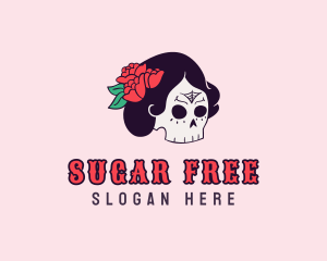 Floral Lady Skull logo design