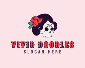 Floral Lady Skull logo design