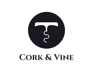 Wine Alcohol Corkscrew logo design