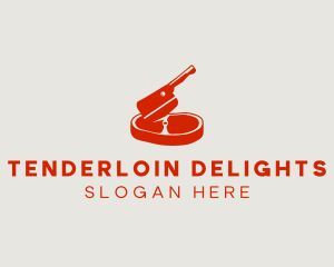 Steak Meat Cleaver Deli logo design