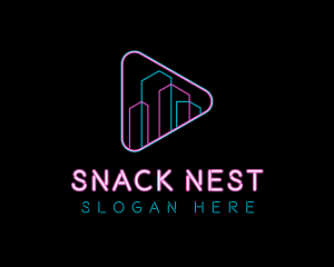 Neon Building Nightclub logo design