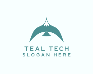 Teal Bird Flying logo design