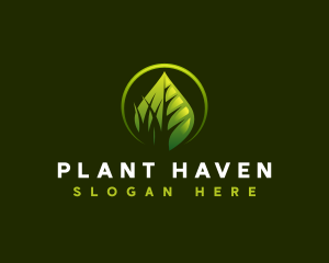 Plant Grass Lawn logo design