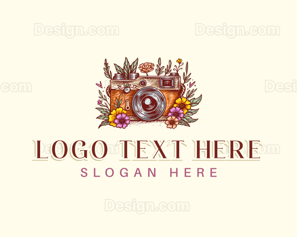 Floral Camera Photography Logo