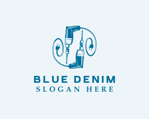 Blue Handyman Drill logo design