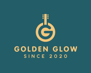 Golden Letter G Guitar logo design