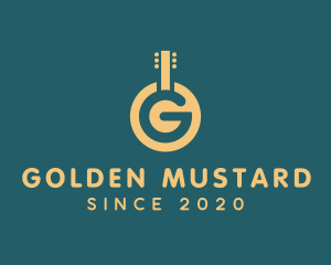 Golden Letter G Guitar logo design