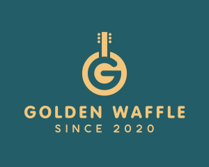 Golden Letter G Guitar logo design