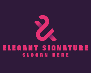 Pink Ampersand Lettering logo design