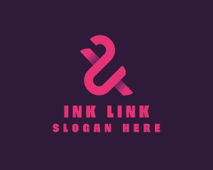 Pink Ampersand Lettering logo design