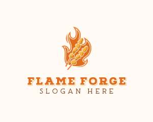 Flame Barbecue Cooking logo design