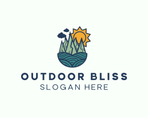 Outdoor Sun Forest Landscape logo design