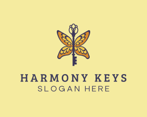 Premium Butterfly Key logo design