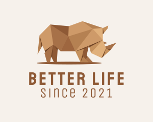 Brown Rhinoceros Origami  logo design