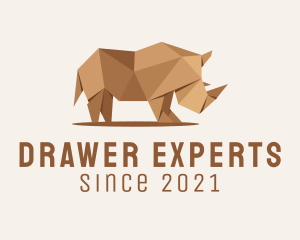 Brown Rhinoceros Origami  logo design