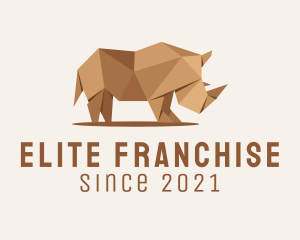 Brown Rhinoceros Origami  logo design