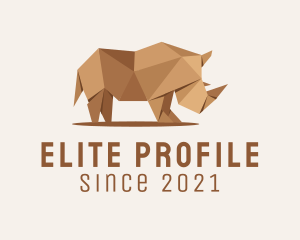 Brown Rhinoceros Origami  logo design