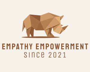 Brown Rhinoceros Origami  logo design