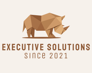 Brown Rhinoceros Origami  logo design