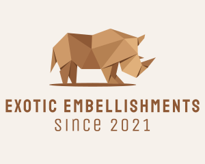 Brown Rhinoceros Origami  logo design