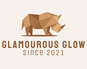 Brown Rhinoceros Origami  logo design