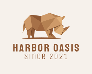 Brown Rhinoceros Origami  logo design