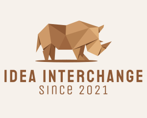 Brown Rhinoceros Origami  logo design