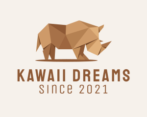 Brown Rhinoceros Origami  logo design