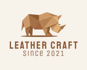 Brown Rhinoceros Origami  logo design