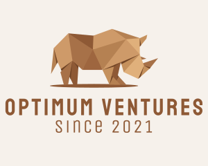 Brown Rhinoceros Origami  logo design