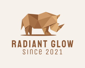 Brown Rhinoceros Origami  logo design