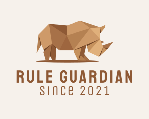 Brown Rhinoceros Origami  logo design