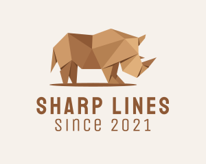 Brown Rhinoceros Origami  logo design