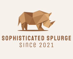 Brown Rhinoceros Origami  logo design