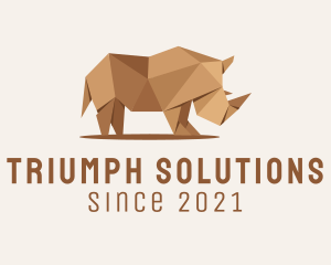 Brown Rhinoceros Origami  logo design