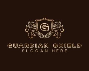 Luxury Lion Shield logo design