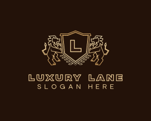 Luxury Lion Shield logo design