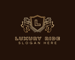 Luxury Lion Shield logo design