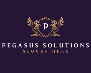 Mythical Pegasus Crest  logo design